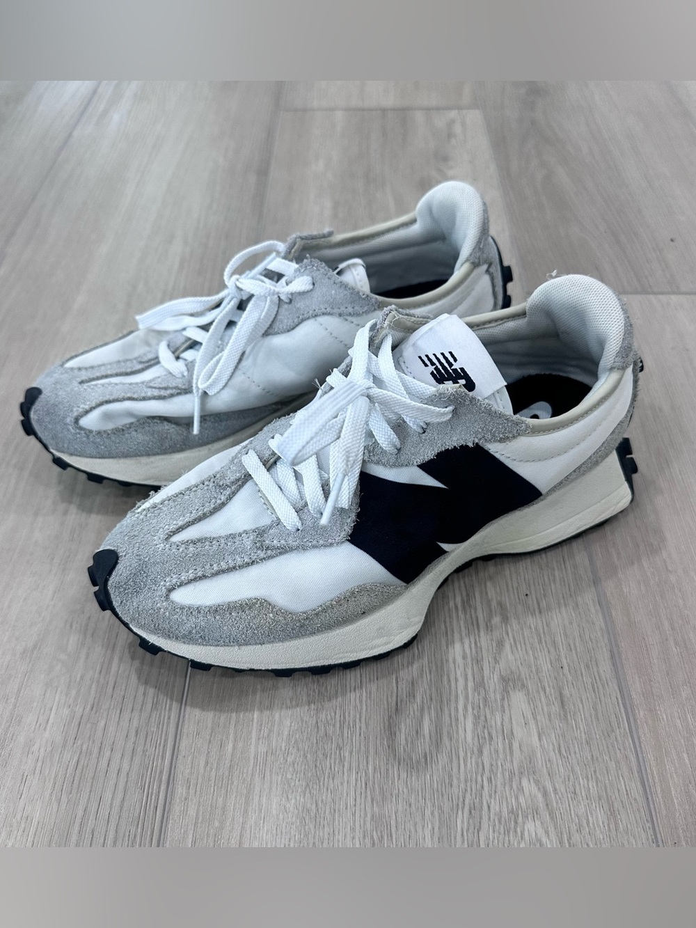 New Balance White Gray Black Retro Runner Sneakers